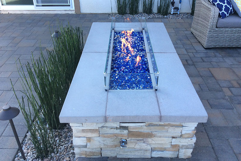 stone and concrete firepit