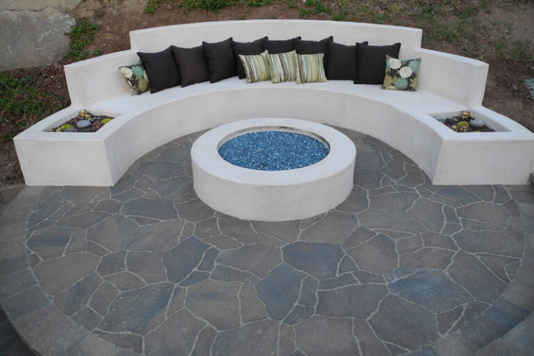 firepit with seating and paver patio