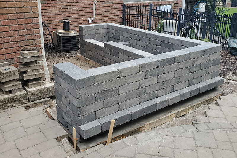 Construction phase of outdoor kitchen
