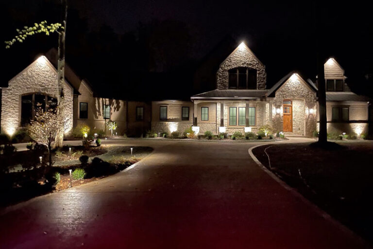 front yard outdoor lighting, walkway, entry, up lighting